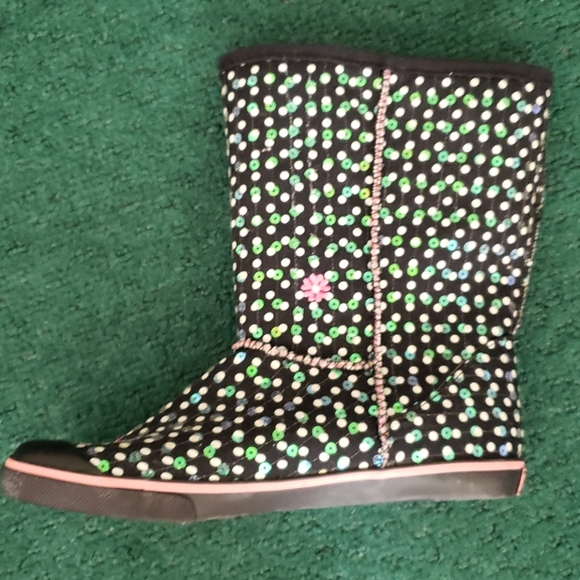 Skechers mud boots Children's size 4.5 Blk & Pink - Picture 3 of 7